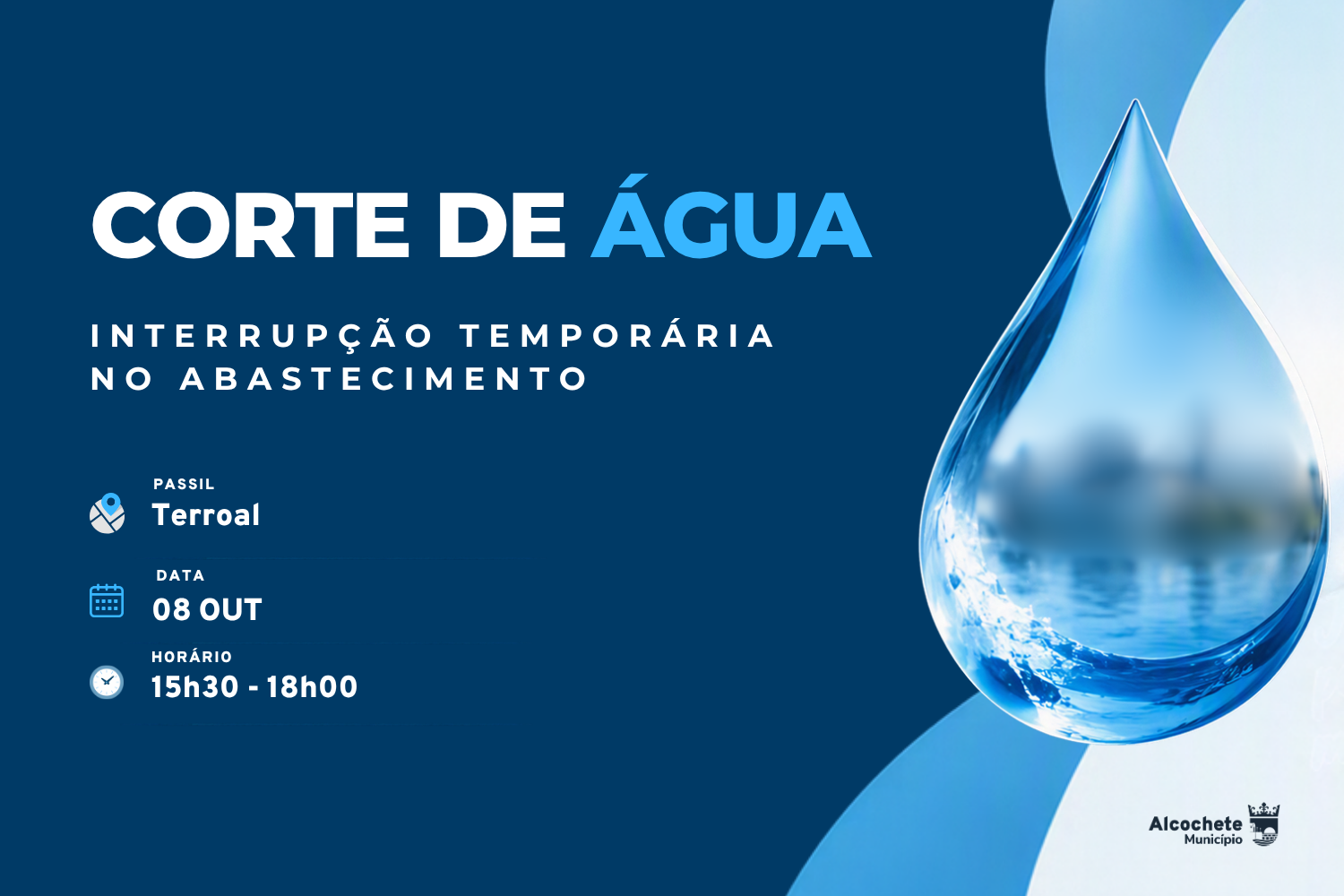 Corte de água no Passil dia 08 de outubro 