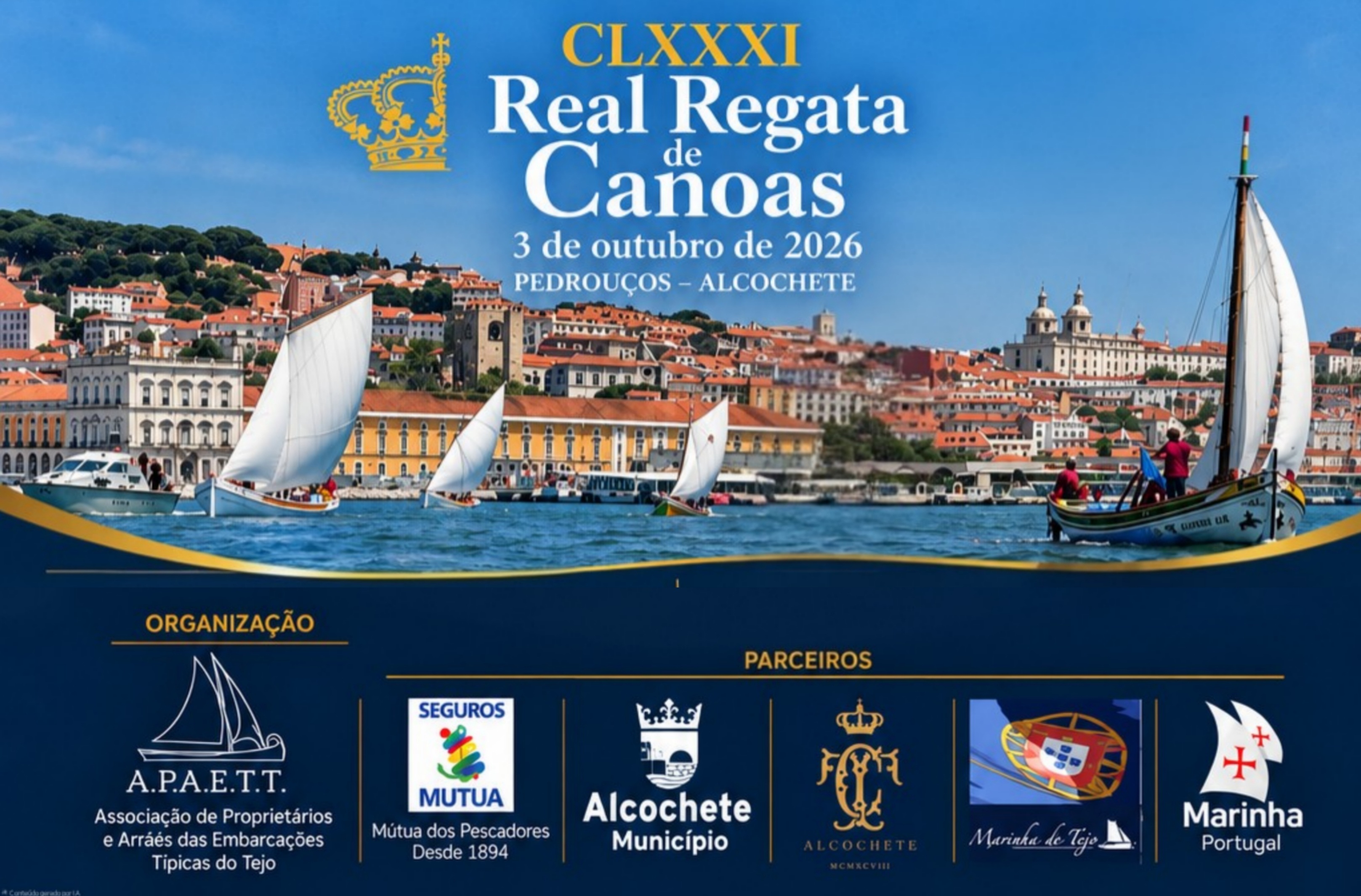 Alcochete recebe a CLXXXI Real Regata de Canoas do Tejo 