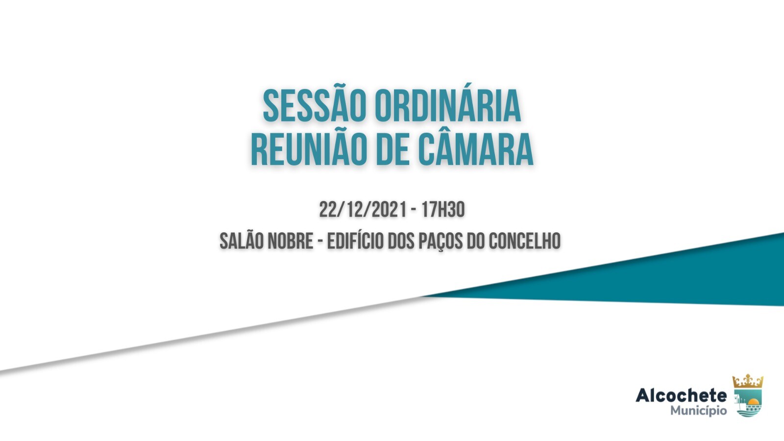 Câmara reúne no dia 22 de dezembro